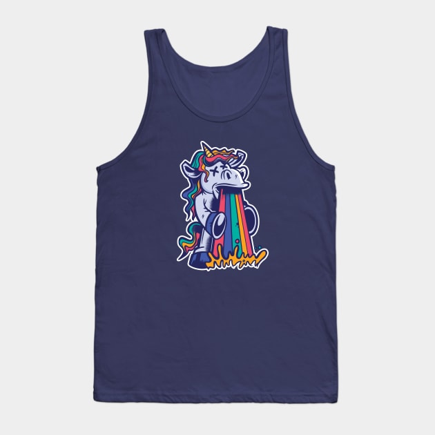 Puking Unicorn | Rainbow Vomit Tank Top by SLAG_Creative